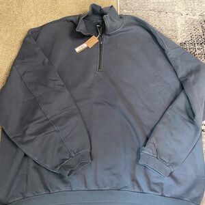 SKIMS Boyfriend Half Zip in Zircon Blue